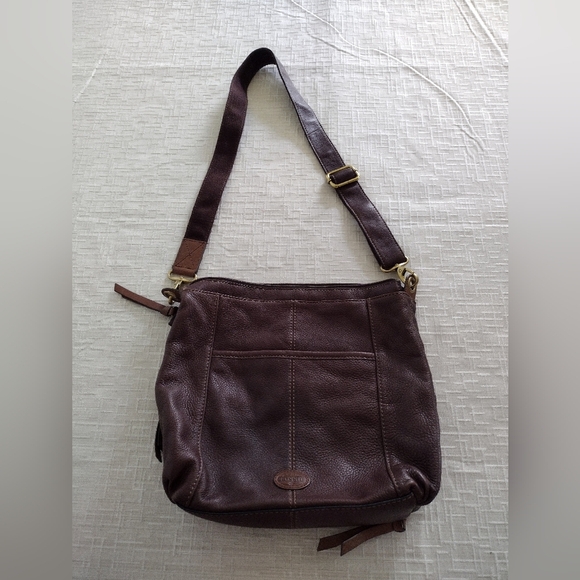 Fossil Morgan Traveler Crossbody Brown Leather Messenger Shoulder Bag Purse - Picture 1 of 11